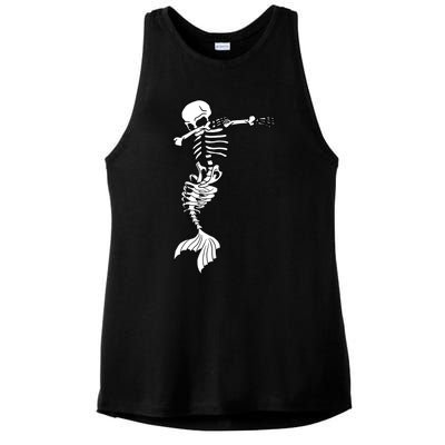 Dabbing Mermaid Skeleton Halloween Creepy Dab Dance Humor Gift Ladies PosiCharge Tri-Blend Wicking Tank