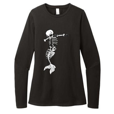 Dabbing Mermaid Skeleton Halloween Creepy Dab Dance Humor Gift Womens CVC Long Sleeve Shirt