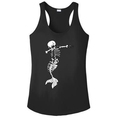 Dabbing Mermaid Skeleton Halloween Creepy Dab Dance Humor Gift Ladies PosiCharge Competitor Racerback Tank