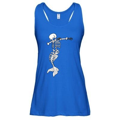 Dabbing Mermaid Skeleton Halloween Creepy Dab Dance Humor Gift Ladies Essential Flowy Tank