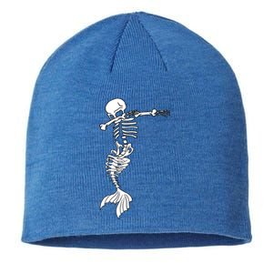 Dabbing Mermaid Skeleton Halloween Creepy Dab Dance Humor Gift Sustainable Beanie