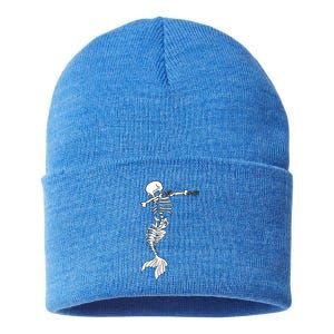 Dabbing Mermaid Skeleton Halloween Creepy Dab Dance Humor Gift Sustainable Knit Beanie