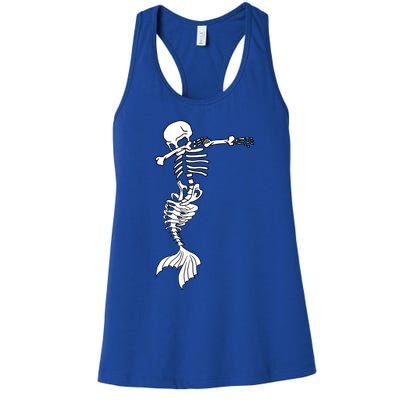 Dabbing Mermaid Skeleton Halloween Creepy Dab Dance Humor Gift Women's Racerback Tank