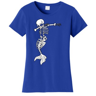 Dabbing Mermaid Skeleton Halloween Creepy Dab Dance Humor Gift Women's T-Shirt