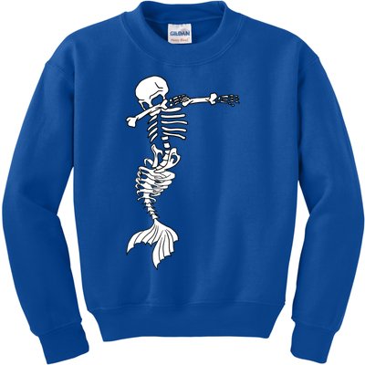 Dabbing Mermaid Skeleton Halloween Creepy Dab Dance Humor Gift Kids Sweatshirt