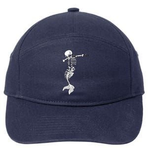 Dabbing Mermaid Skeleton Halloween Creepy Dab Dance Humor Gift 7-Panel Snapback Hat