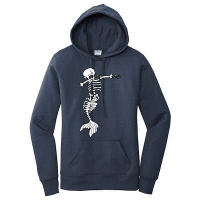 Dabbing Mermaid Skeleton Halloween Creepy Dab Dance Humor Gift Women's Pullover Hoodie