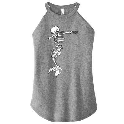 Dabbing Mermaid Skeleton Halloween Creepy Dab Dance Humor Gift Women’s Perfect Tri Rocker Tank