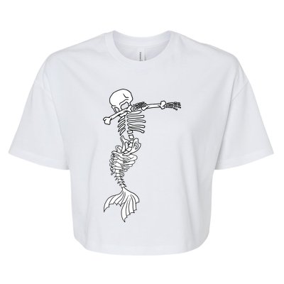 Dabbing Mermaid Skeleton Halloween Creepy Dab Dance Humor Gift Bella+Canvas Jersey Crop Tee