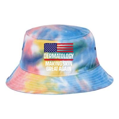 Dermatology Make Skin Great Again Usa American Flag Skincare Gift Tie Dye Newport Bucket Hat