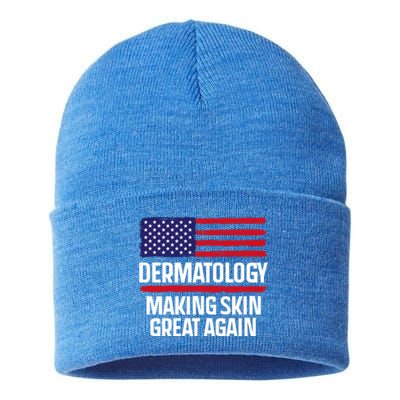 Dermatology Make Skin Great Again Usa American Flag Skincare Gift Sustainable Knit Beanie