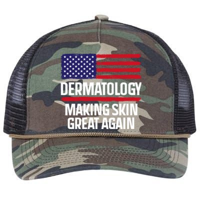 Dermatology Make Skin Great Again Usa American Flag Skincare Gift Retro Rope Trucker Hat Cap