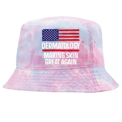 Dermatology Make Skin Great Again Usa American Flag Skincare Gift Tie-Dyed Bucket Hat