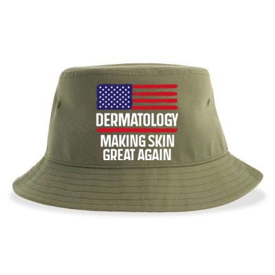 Dermatology Make Skin Great Again Usa American Flag Skincare Gift Sustainable Bucket Hat