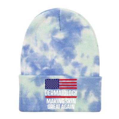 Dermatology Make Skin Great Again Usa American Flag Skincare Gift Tie Dye 12in Knit Beanie