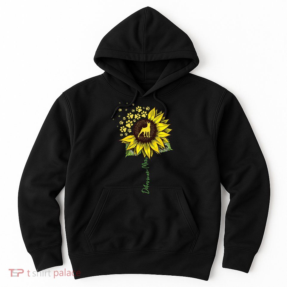 Doberman Mom Sunflower Doberman Pinscher Gifts Dog Mom Mama Hoodie