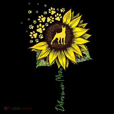 Doberman Mom Sunflower Doberman Pinscher Gifts Dog Mom Mama T-Shirt