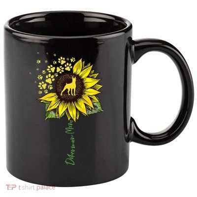 Doberman Mom Sunflower Doberman Pinscher Gifts Dog Mom Mama 11oz C Handle Ceramic Mug