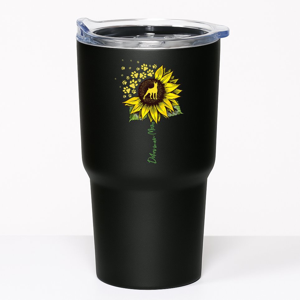 Doberman Mom Sunflower Doberman Pinscher Gifts Dog Mom Mama Tumbler