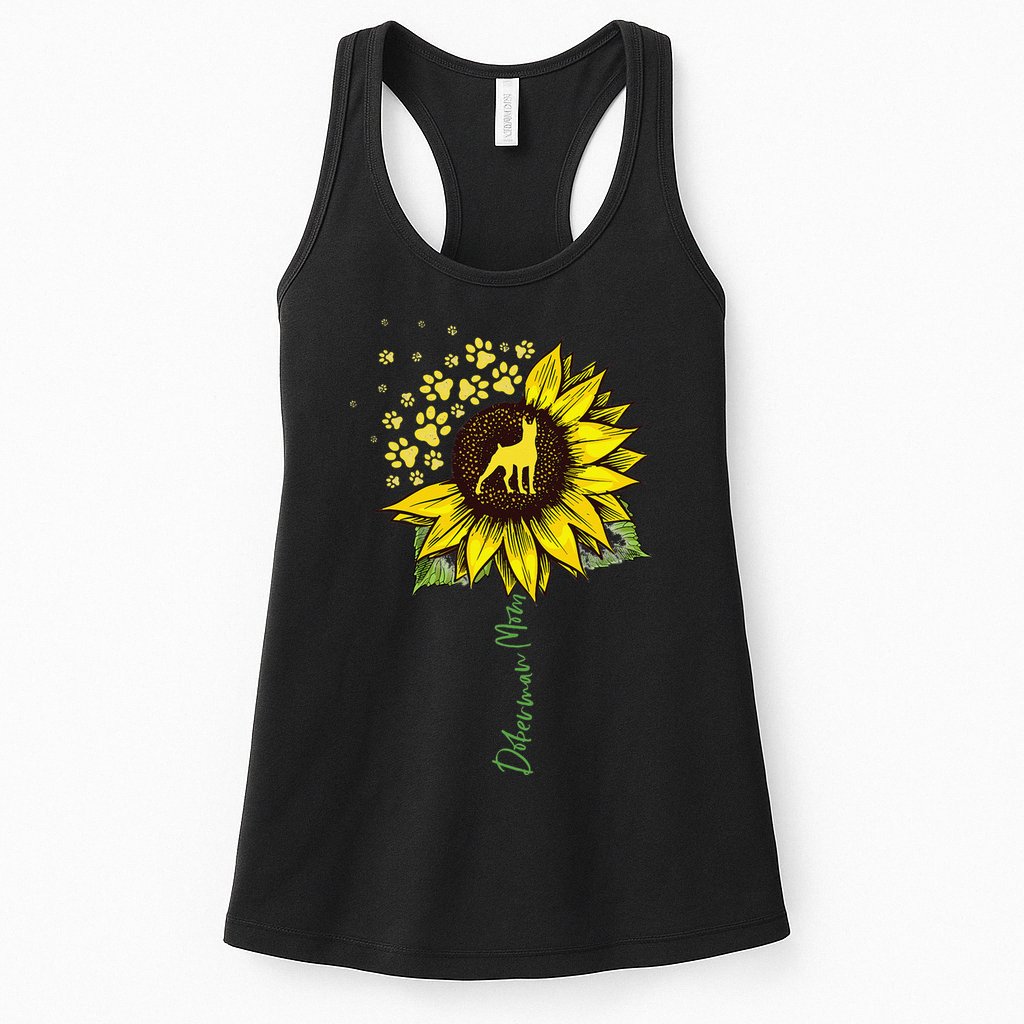Doberman Mom Sunflower Doberman Pinscher Gifts Dog Mom Mama Womens Tank Top