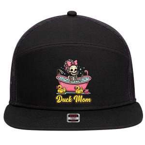 Duck Mom Skeleton Funny Bath Time Halloween 7 Panel Mesh Trucker Snapback Hat