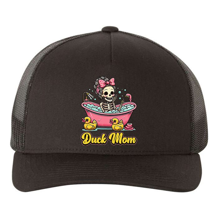 Duck Mom Skeleton Funny Bath Time Halloween Yupoong Adult 5-Panel Trucker Hat