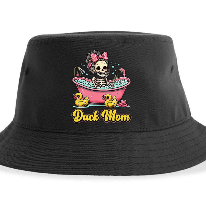 Duck Mom Skeleton Funny Bath Time Halloween Sustainable Bucket Hat