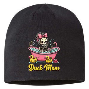 Duck Mom Skeleton Funny Bath Time Halloween Sustainable Beanie