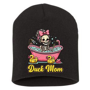 Duck Mom Skeleton Funny Bath Time Halloween Short Acrylic Beanie