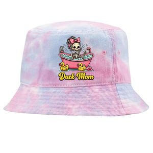 Duck Mom Skeleton Funny Bath Time Halloween Tie-Dyed Bucket Hat