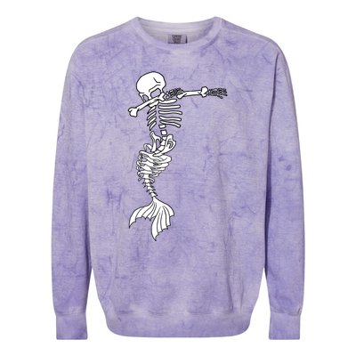 Dabbing Mermaid Skeleton Halloween Creepy Dab Dance Humor Funny Gift Colorblast Crewneck Sweatshirt