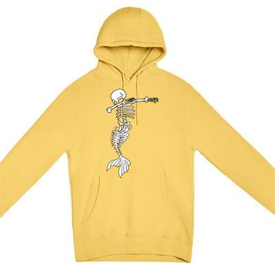 Dabbing Mermaid Skeleton Halloween Creepy Dab Dance Humor Funny Gift Premium Pullover Hoodie