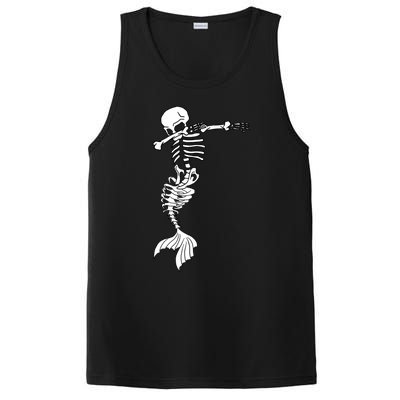 Dabbing Mermaid Skeleton Halloween Creepy Dab Dance Humor Funny Gift PosiCharge Competitor Tank