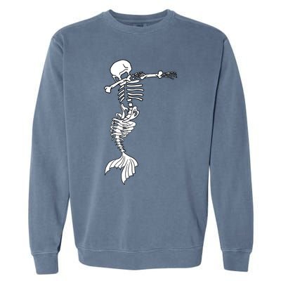 Dabbing Mermaid Skeleton Halloween Creepy Dab Dance Humor Funny Gift Garment-Dyed Sweatshirt