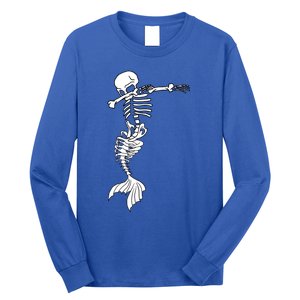 Dabbing Mermaid Skeleton Halloween Creepy Dab Dance Humor Funny Gift Long Sleeve Shirt