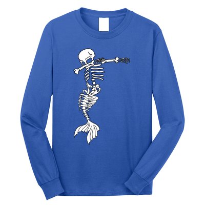 Dabbing Mermaid Skeleton Halloween Creepy Dab Dance Humor Funny Gift Long Sleeve Shirt