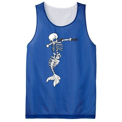 Dabbing Mermaid Skeleton Halloween Creepy Dab Dance Humor Funny Gift Mesh Reversible Basketball Jersey Tank