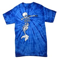 Dabbing Mermaid Skeleton Halloween Creepy Dab Dance Humor Funny Gift Tie-Dye T-Shirt