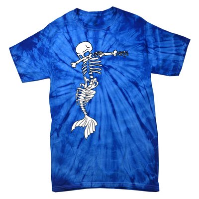 Dabbing Mermaid Skeleton Halloween Creepy Dab Dance Humor Funny Gift Tie-Dye T-Shirt