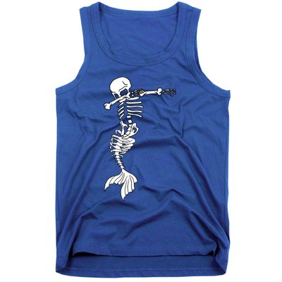 Dabbing Mermaid Skeleton Halloween Creepy Dab Dance Humor Funny Gift Tank Top