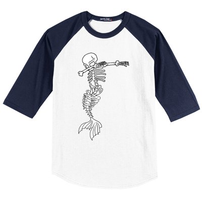 Dabbing Mermaid Skeleton Halloween Creepy Dab Dance Humor Funny Gift Baseball Sleeve Shirt