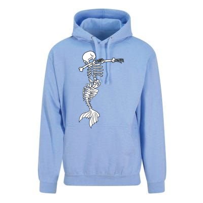 Dabbing Mermaid Skeleton Halloween Creepy Dab Dance Humor Funny Gift Unisex Surf Hoodie