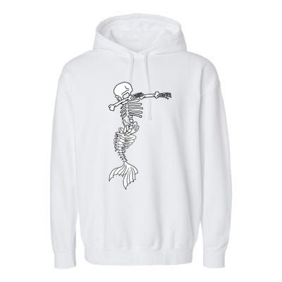 Dabbing Mermaid Skeleton Halloween Creepy Dab Dance Humor Funny Gift Garment-Dyed Fleece Hoodie