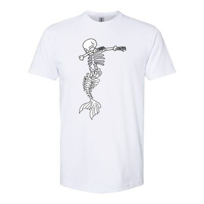 Dabbing Mermaid Skeleton Halloween Creepy Dab Dance Humor Funny Gift Softstyle CVC T-Shirt