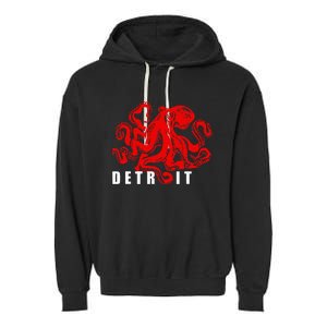 Detroit Michigan Souvenir Octopus Kraken Detroit Garment-Dyed Fleece Hoodie