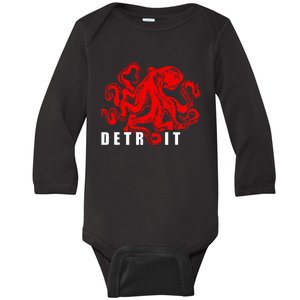 Detroit Michigan Souvenir Octopus Kraken Detroit Baby Long Sleeve Bodysuit