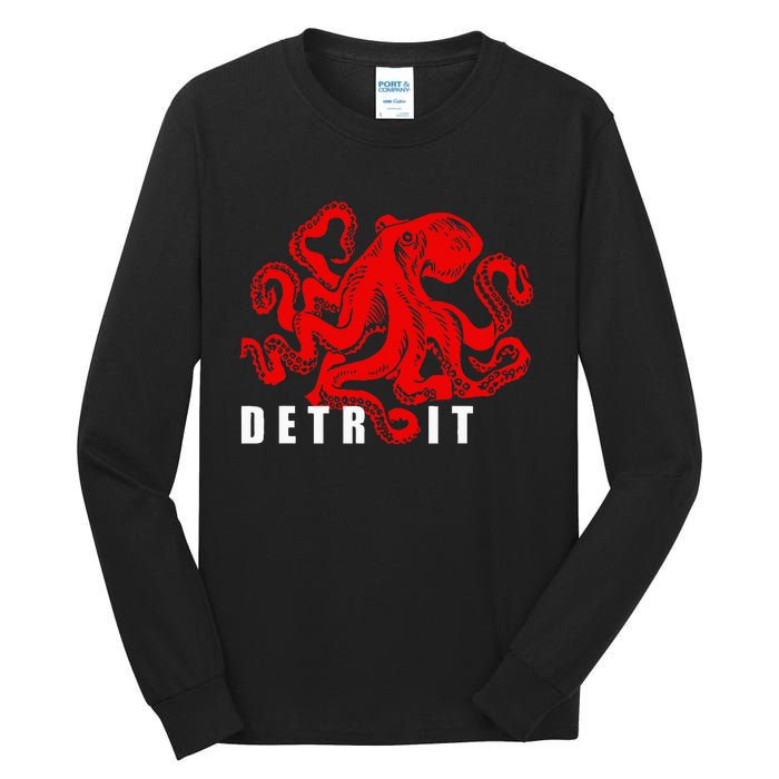 Detroit Michigan Souvenir Octopus Kraken Detroit Tall Long Sleeve T-Shirt