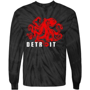 Detroit Michigan Souvenir Octopus Kraken Detroit Tie-Dye Long Sleeve Shirt