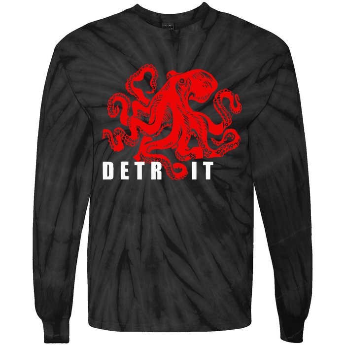 Detroit Michigan Souvenir Octopus Kraken Detroit Tie-Dye Long Sleeve Shirt