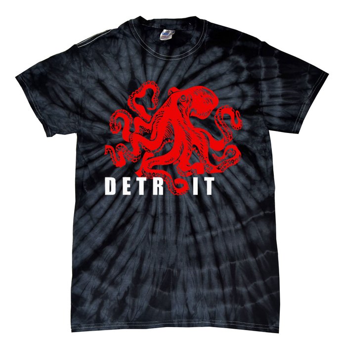 Detroit Michigan Souvenir Octopus Kraken Detroit Tie-Dye T-Shirt